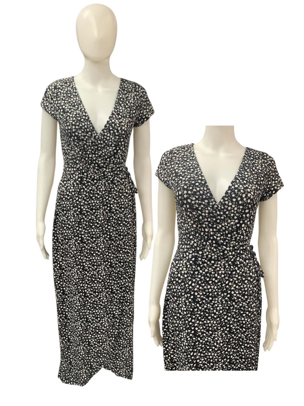 Rebel Sugar Black and White Floral Midi Wrap Dress Size M